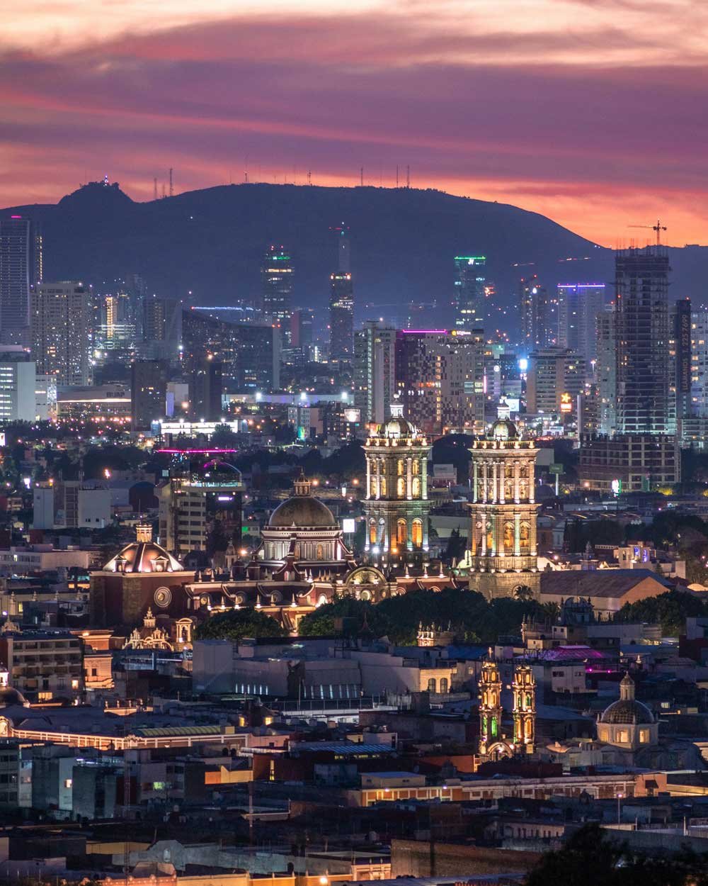 foto del atardecer en Puebla, México